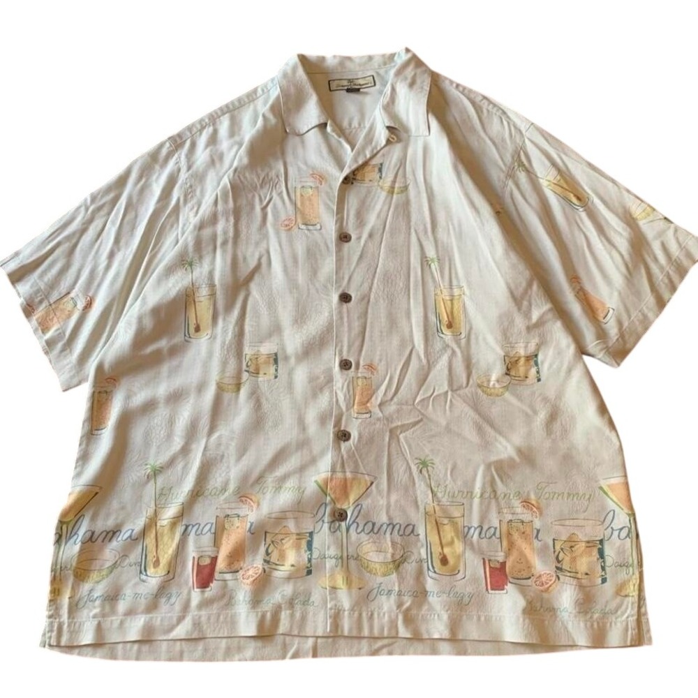 Tommy‎ Bahama 100% Silk Cocktail Print Camp Shirt